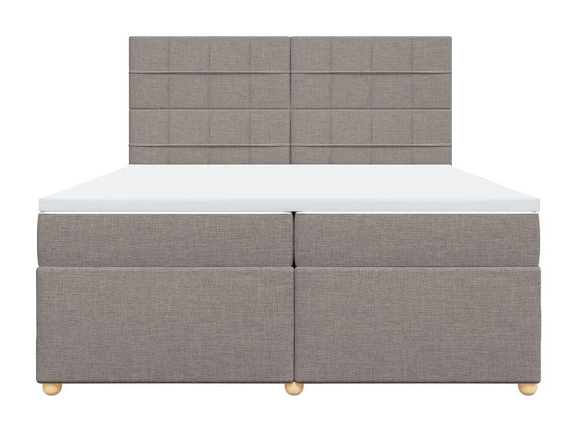 Cama box spring con colchón tela gris taupe 200x200 cm