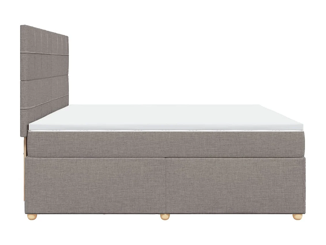 Cama box spring con colchón tela gris taupe 200x200 cm