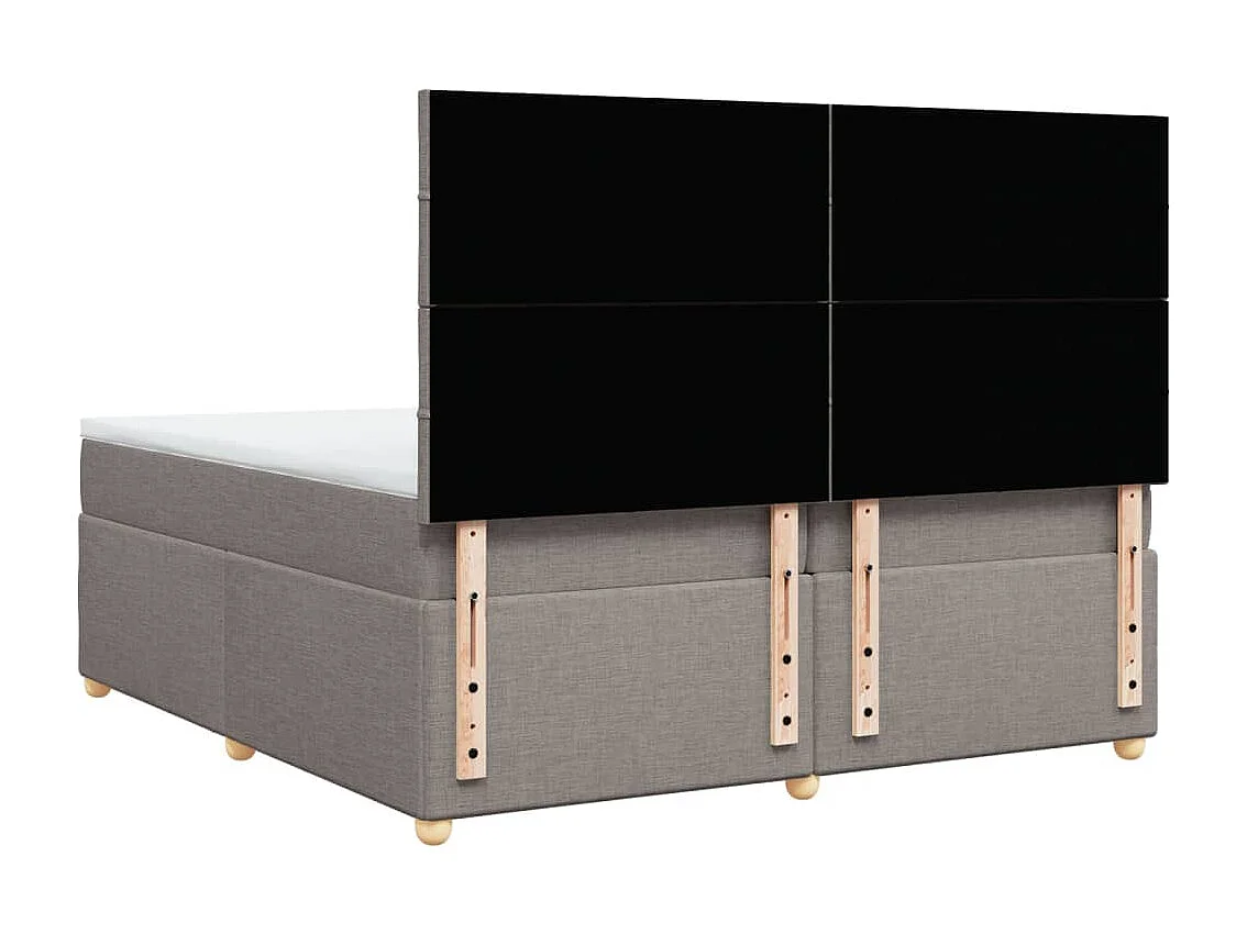 Cama box spring con colchón tela gris taupe 200x200 cm