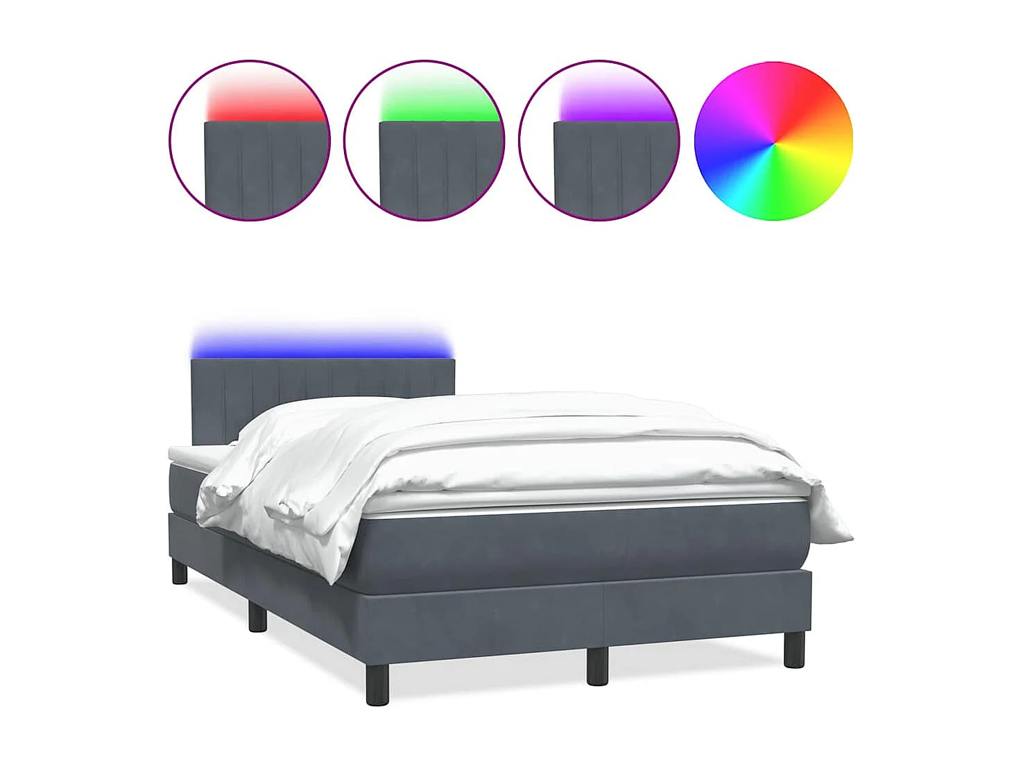 Sommier à lattes de lit et matelas gris clair 120x220cm velours