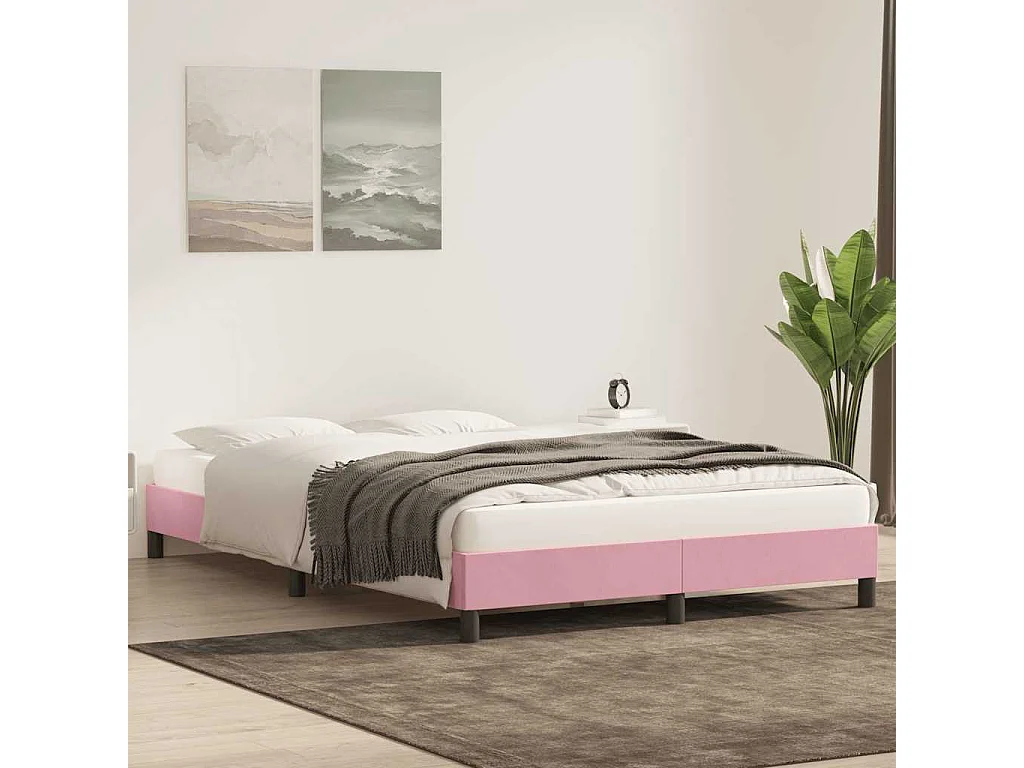 Cadre de lit sans matelas rose 160x220 cm velours