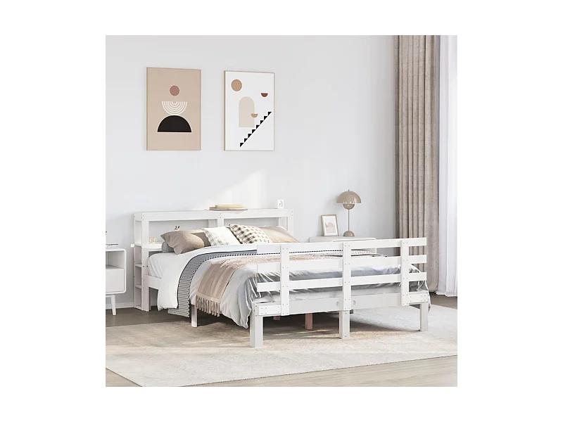 Cadre de lit avec tête de lit sans matelas blanc 120x200 cm