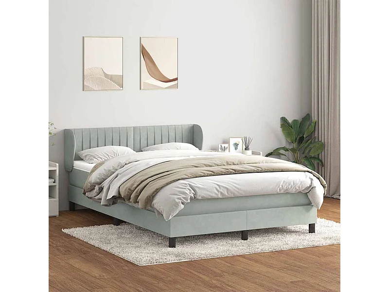 Boxspring met matras fluweel lichtgrijs 140x210 cm