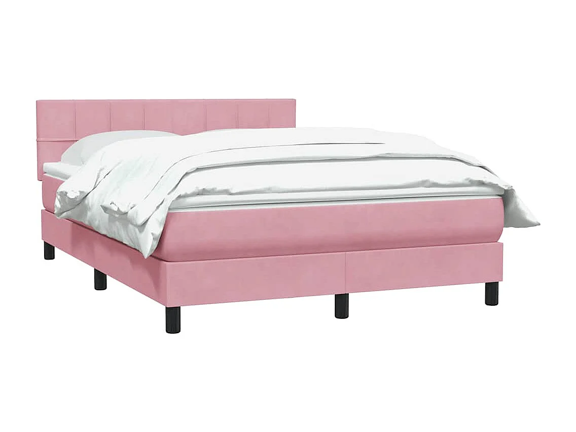 Cama box spring com colchão 160x210 cm veludo rosa