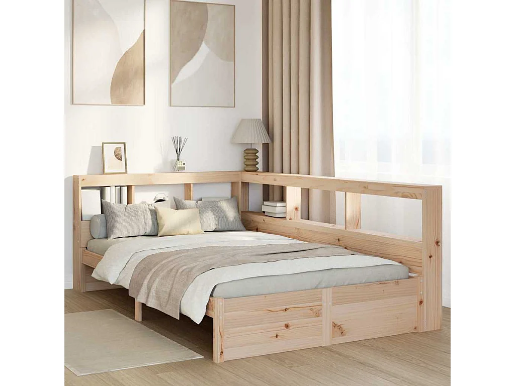 Cama con estantería sin colchón madera maciza de pino 120x200cm