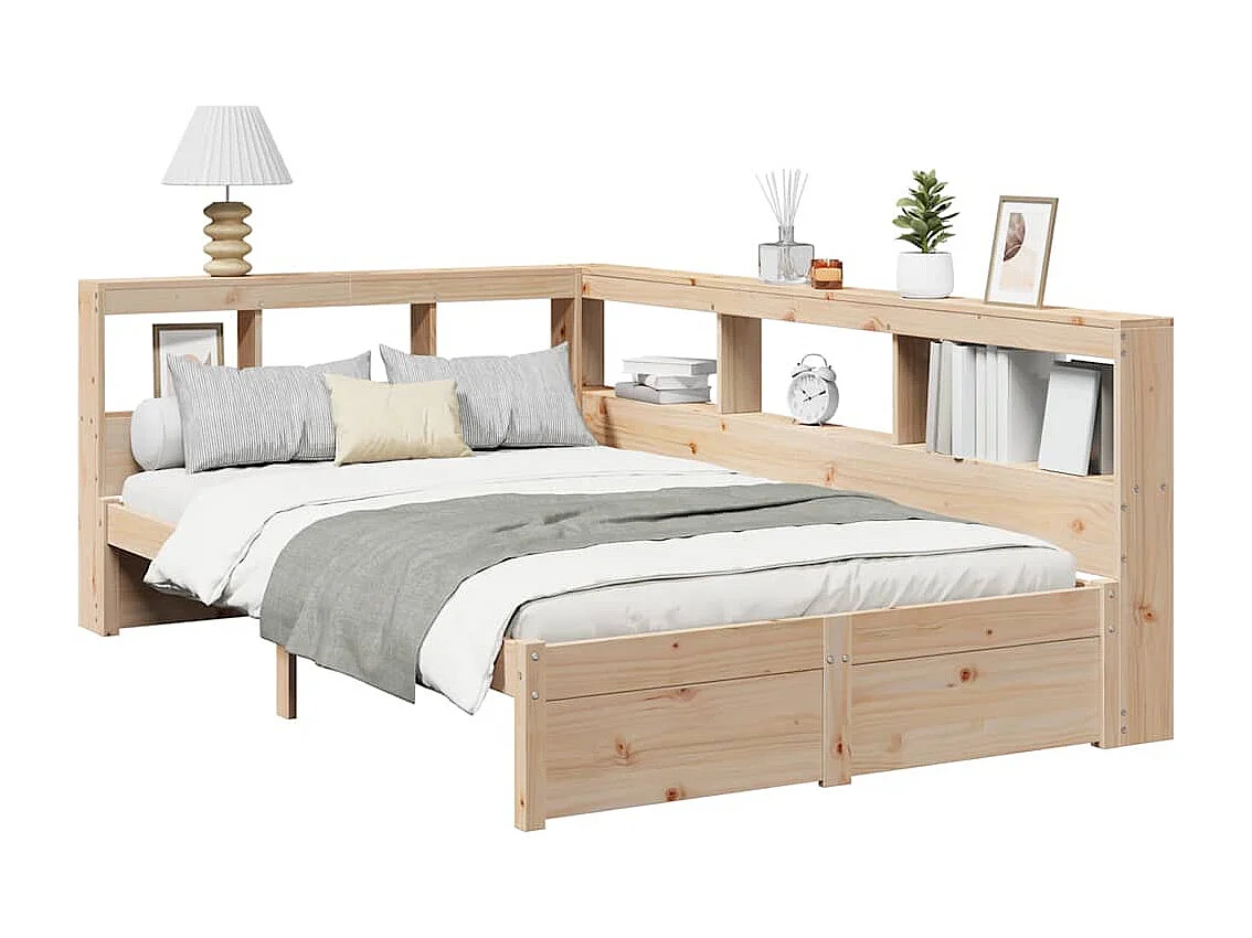 Cama con estantería sin colchón madera maciza de pino 120x200cm