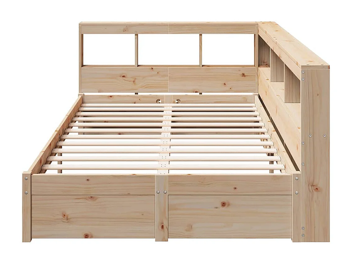 Cama con estantería sin colchón madera maciza de pino 120x200cm
