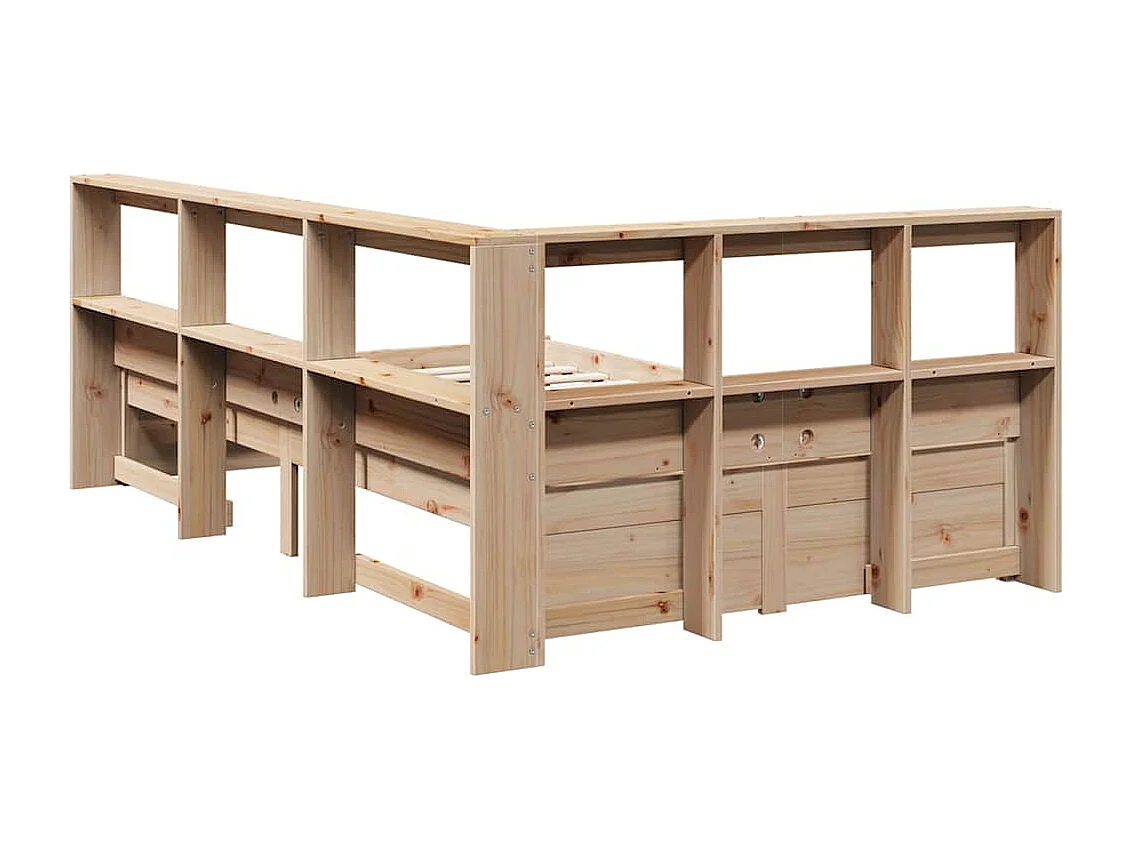 Cama con estantería sin colchón madera maciza de pino 120x200cm