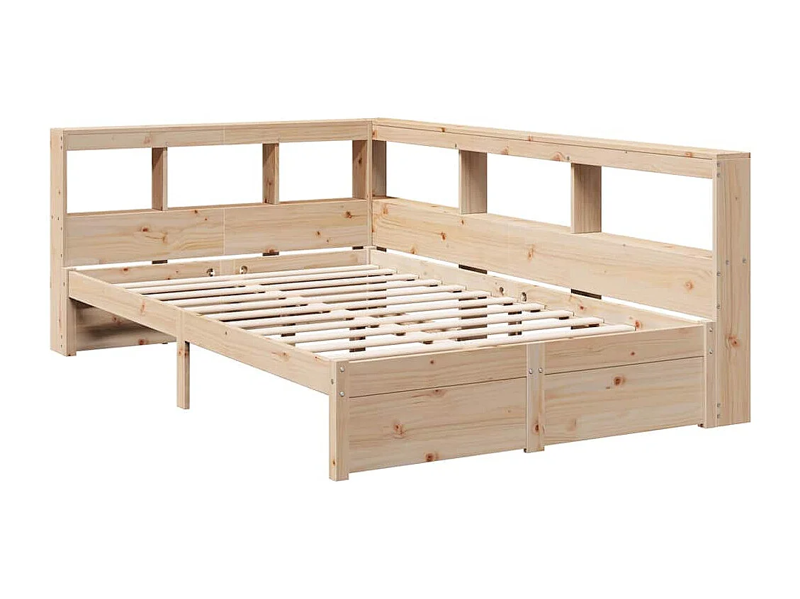 Cama con estantería sin colchón madera maciza de pino 120x200cm