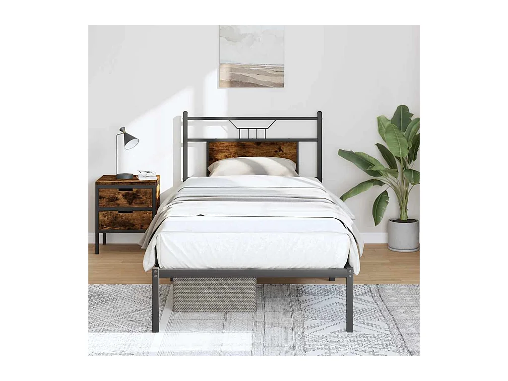 Cadre de lit sans matelas chêne fumé 90x200cm bois d'ingénierie