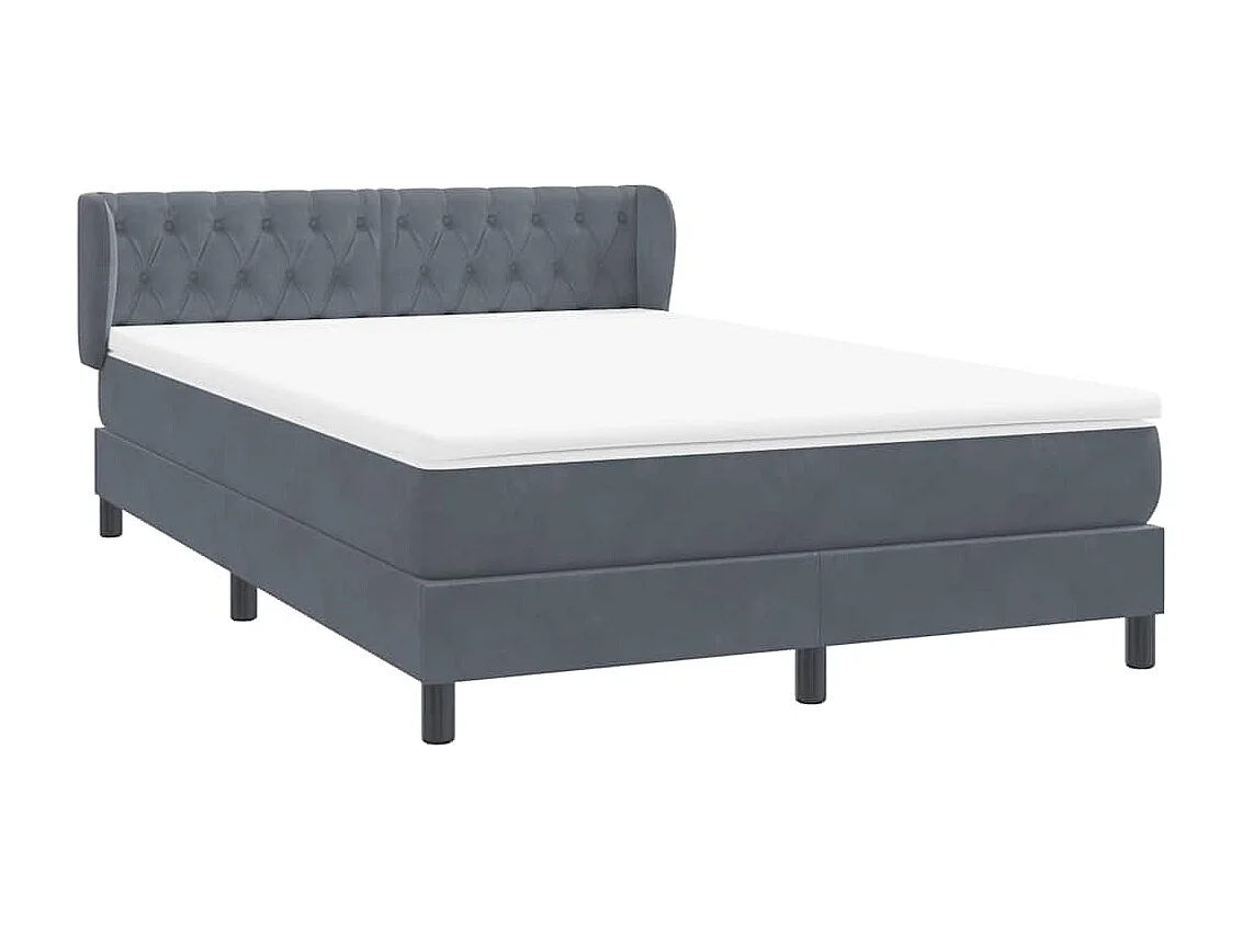 Cama box spring con colchón terciopelo gris oscuro 140x210 cm