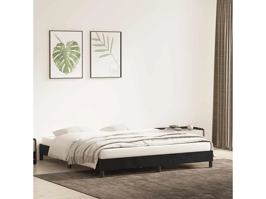 Cadre de lit sans matelas noir 180x210 cm velours