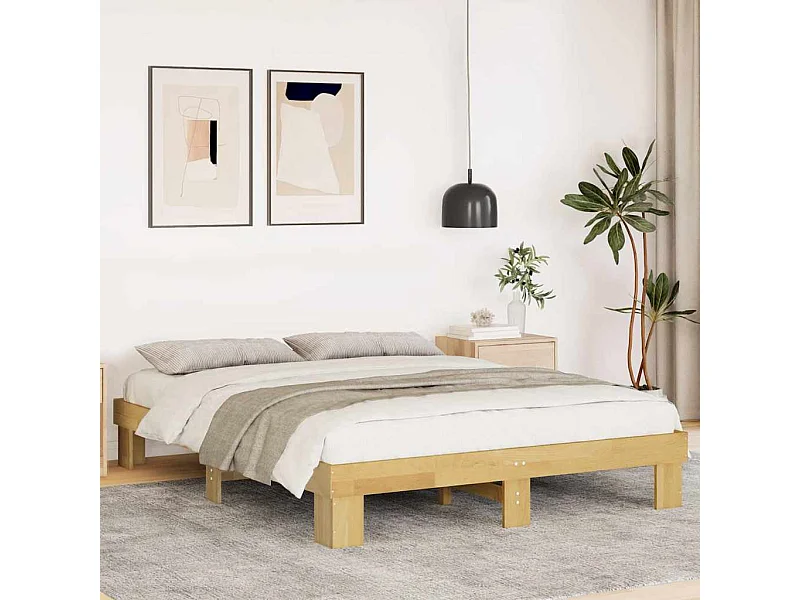 Cadre de lit sans matelas 150x200 cm bois massif de chêne