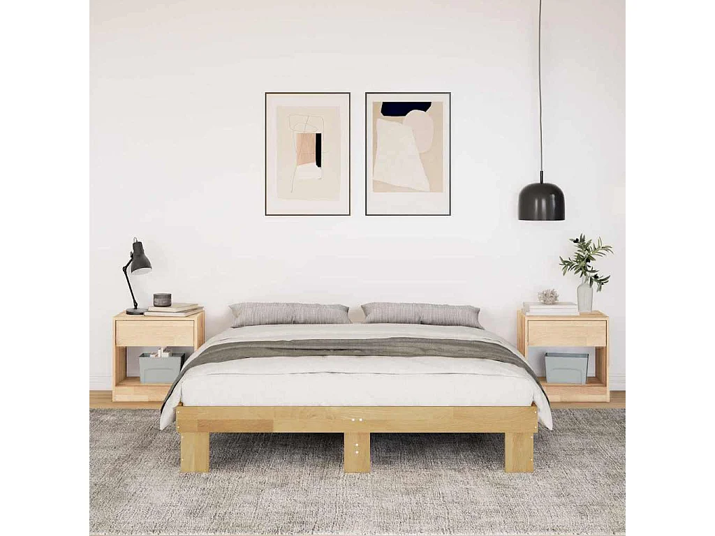 Cadre de lit sans matelas 150x200 cm bois massif de chêne