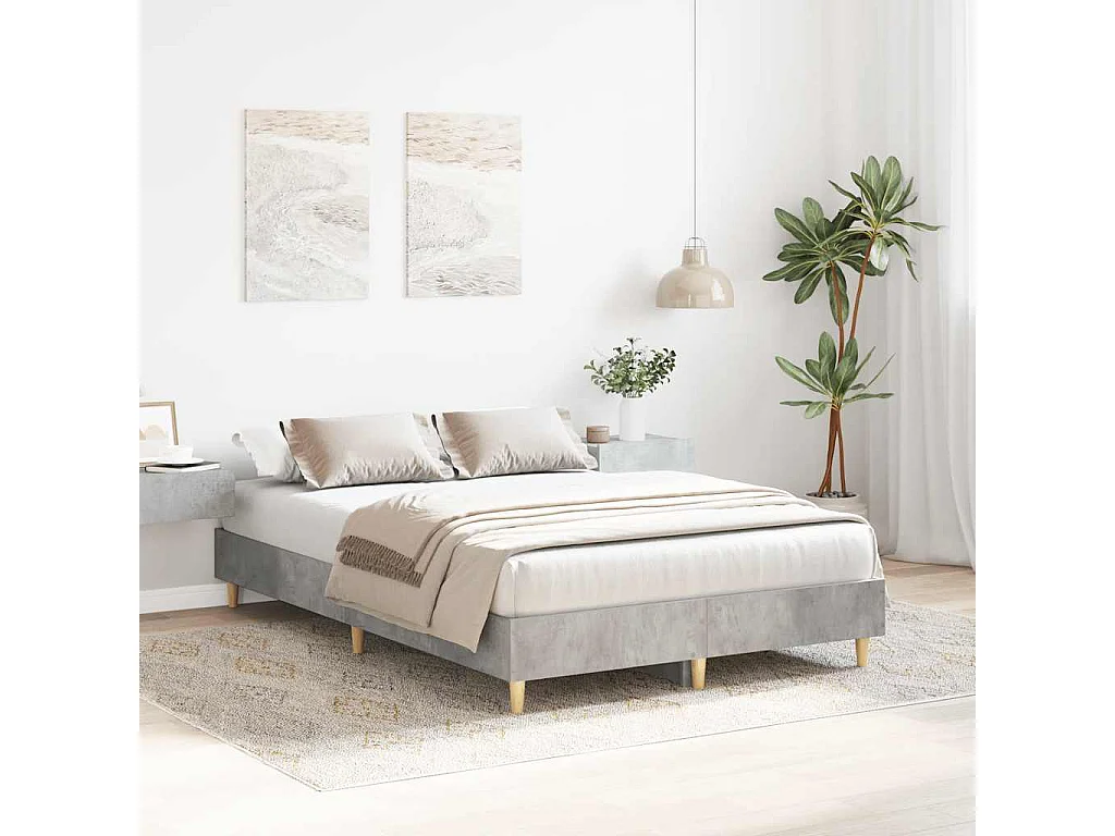 Cadre de lit sans matelas gris béton 140x190 cm bois ingénierie
