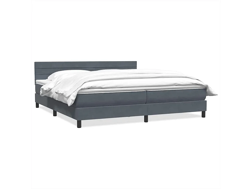 Cama box spring con colchón terciopelo gris oscuro 180x210 cm