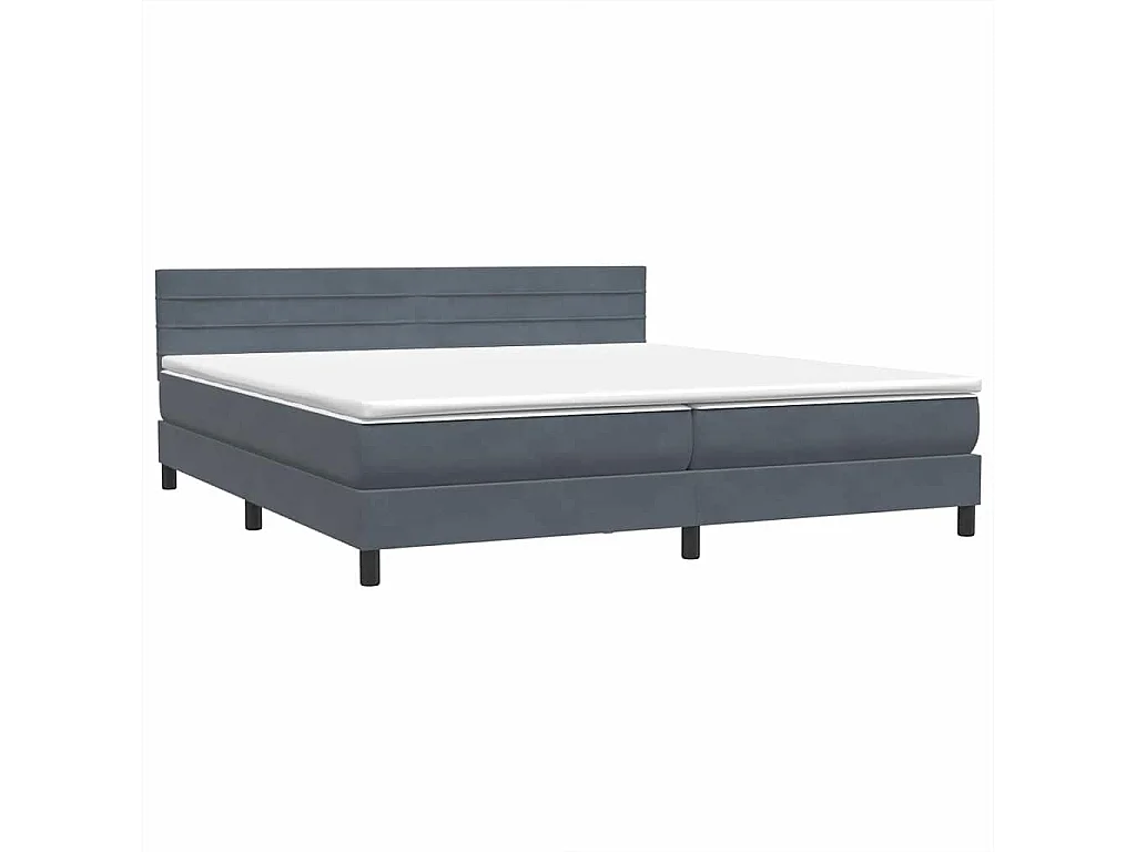 Cama box spring con colchón terciopelo gris oscuro 180x210 cm