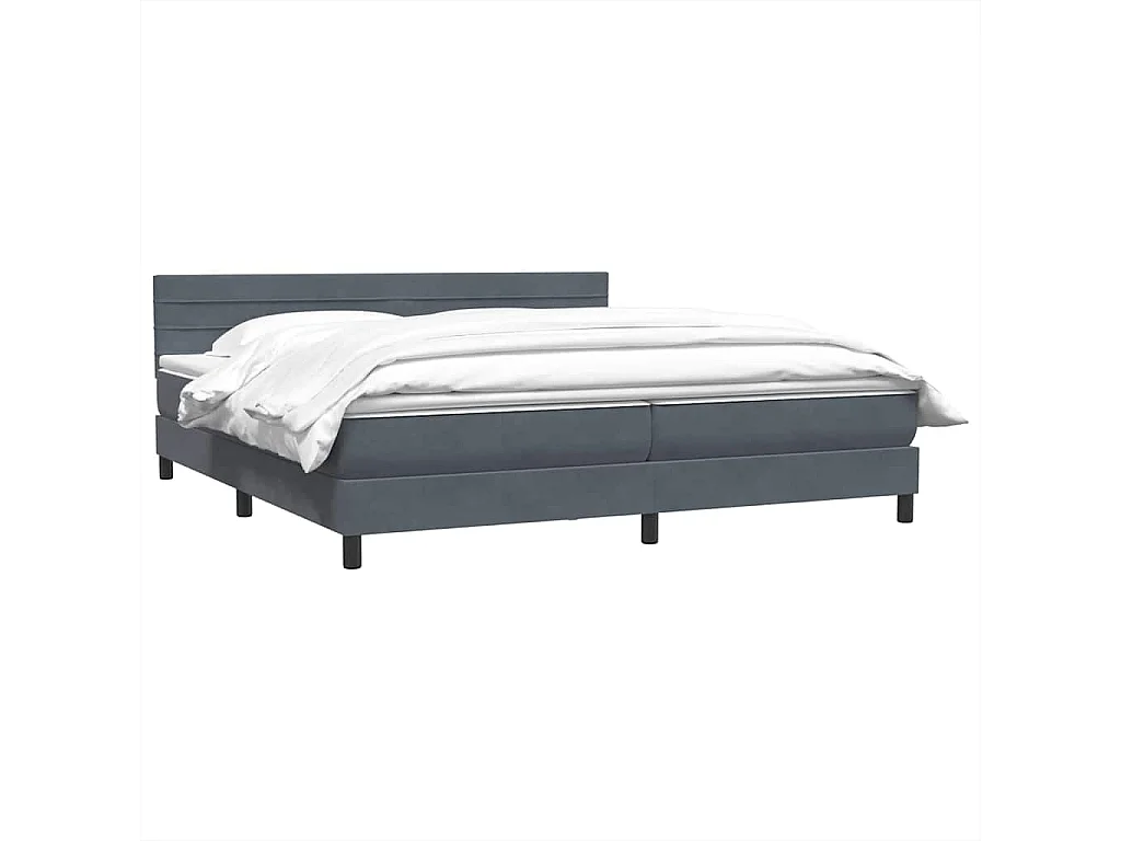 Cama box spring con colchón terciopelo gris oscuro 180x210 cm