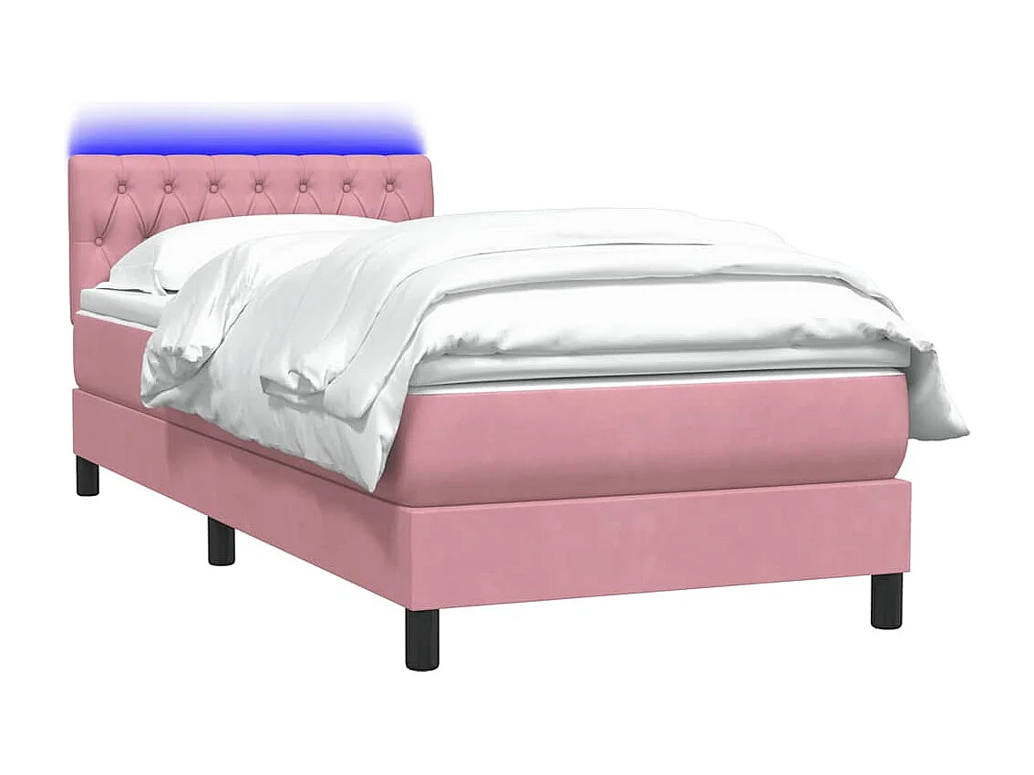 Boxspring met matras fluweel roze 80x220 cm