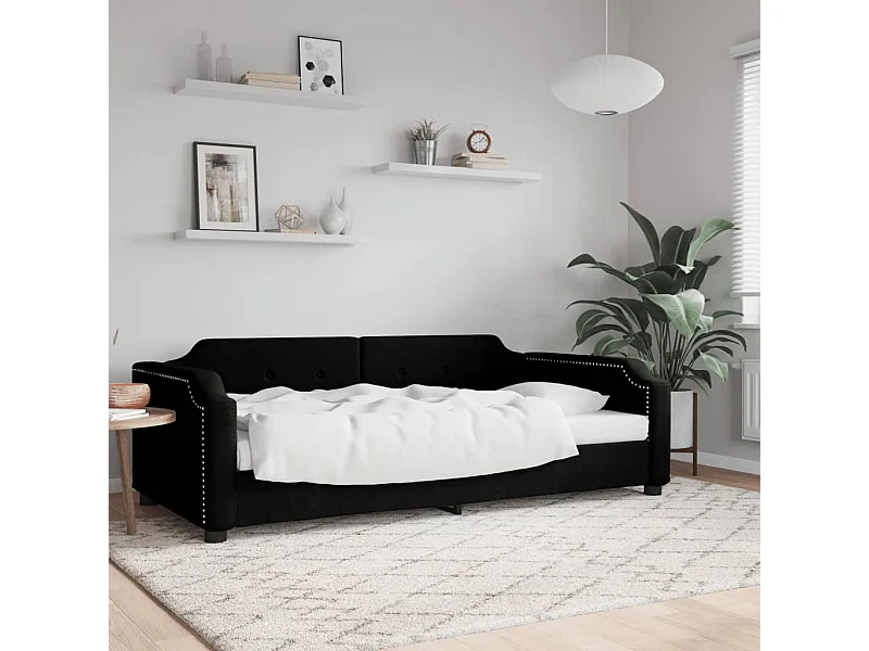 Sofá-cama 90x190 cm tecido preto