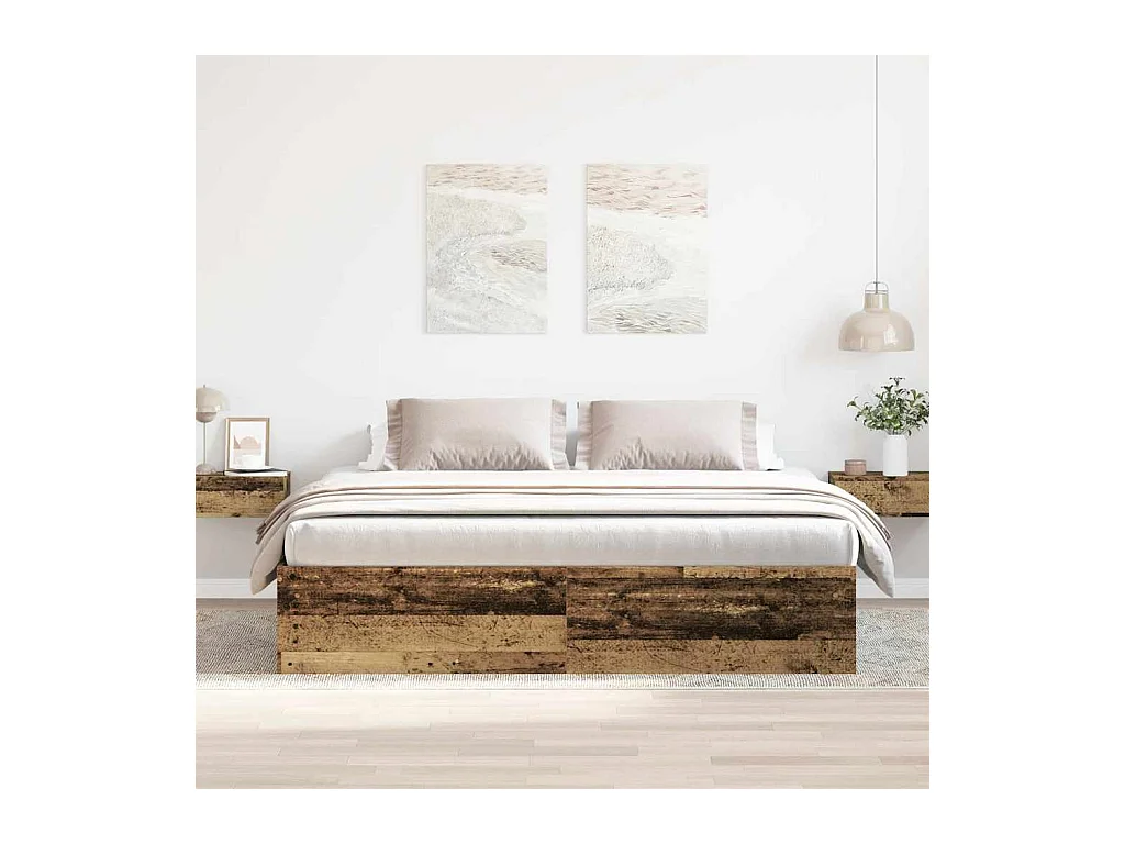 Cadre de lit sans matelas vieux bois 180x200 cm bois ingénierie