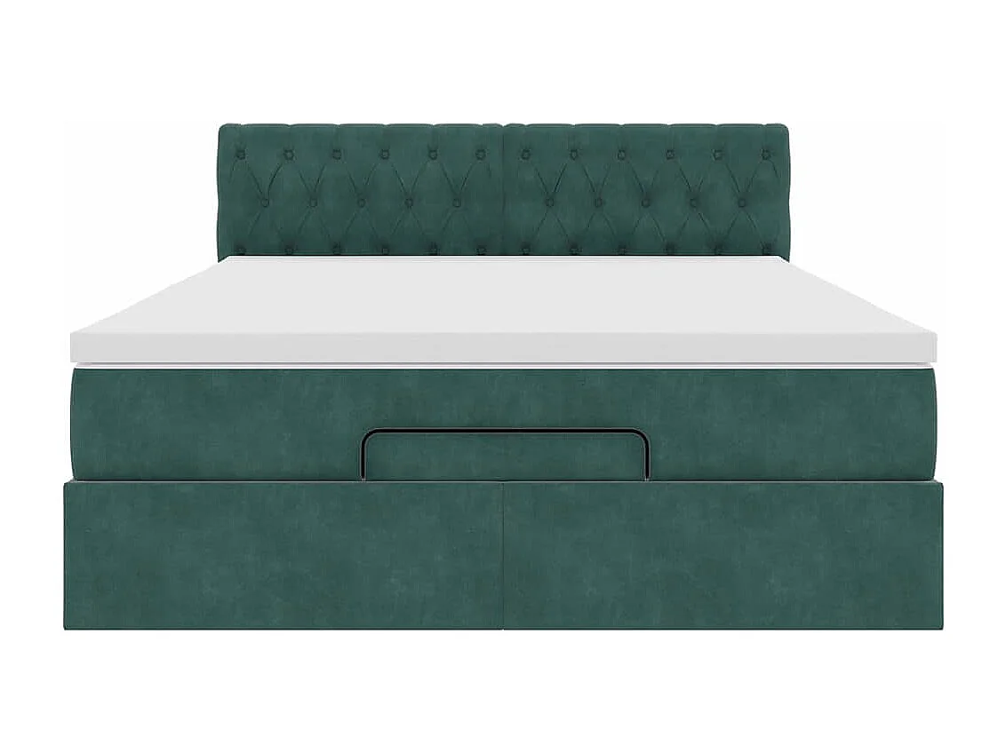 Estructura de cama otomana con colchón verde oscuro 140x200 cm