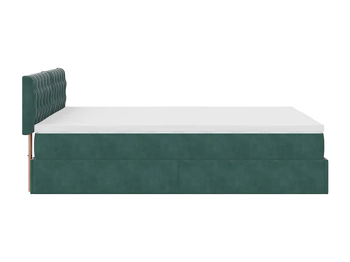 Estructura de cama otomana con colchón verde oscuro 140x200 cm