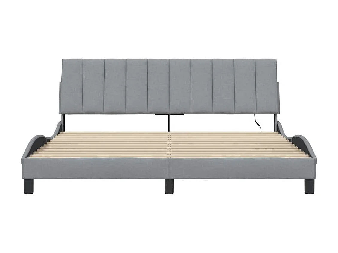 Cadre de lit sans matelas gris clair 180x200 cm tissu