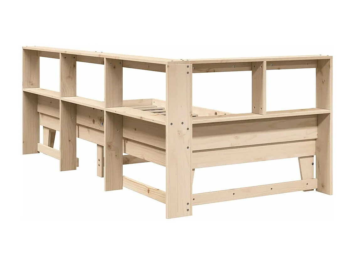 Cama con estantería sin colchón madera maciza de pino 90x190 cm