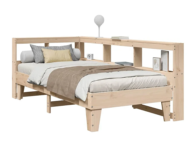 Cama con estantería sin colchón madera maciza de pino 90x190 cm