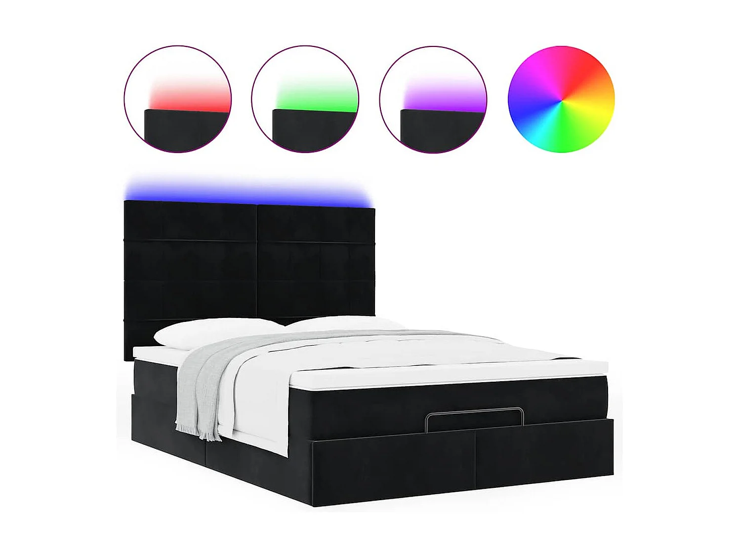 Ottoman bed met matrassen en LED's 140x190cm fluweel zwart