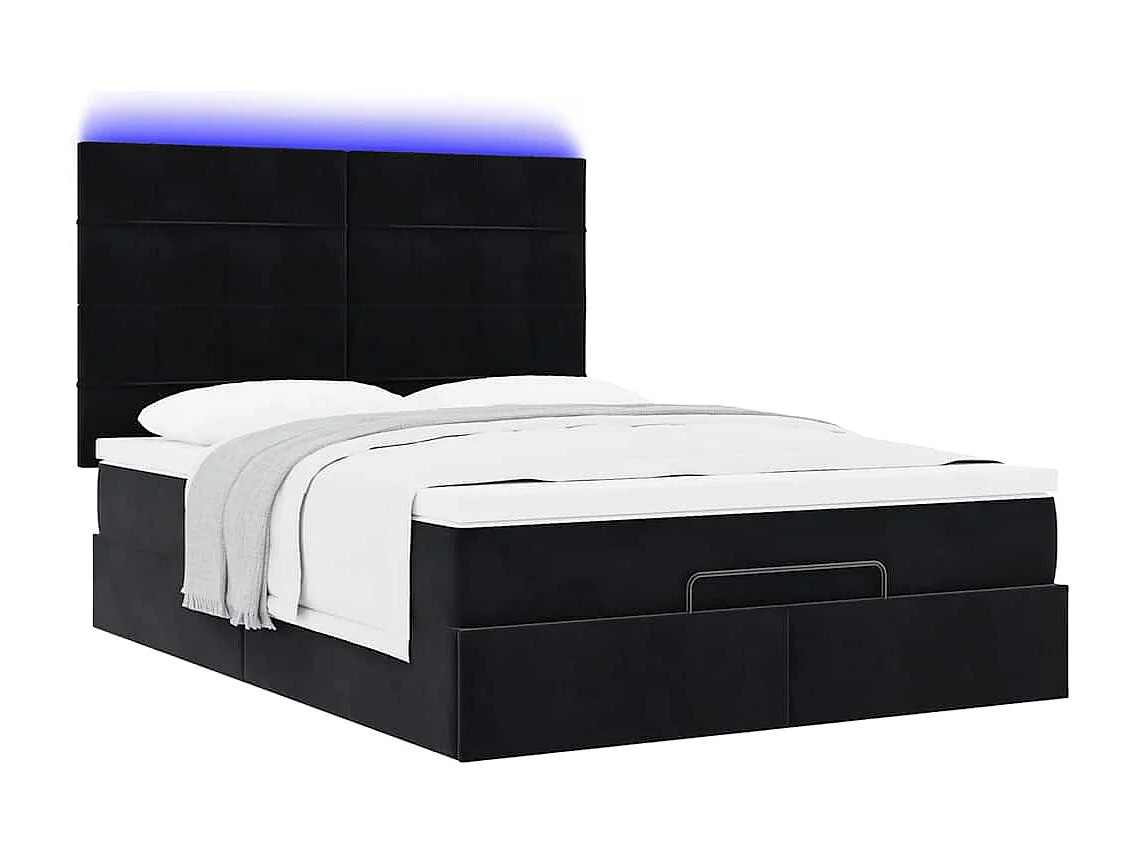 Ottoman bed met matrassen en LED's 140x190cm fluweel zwart