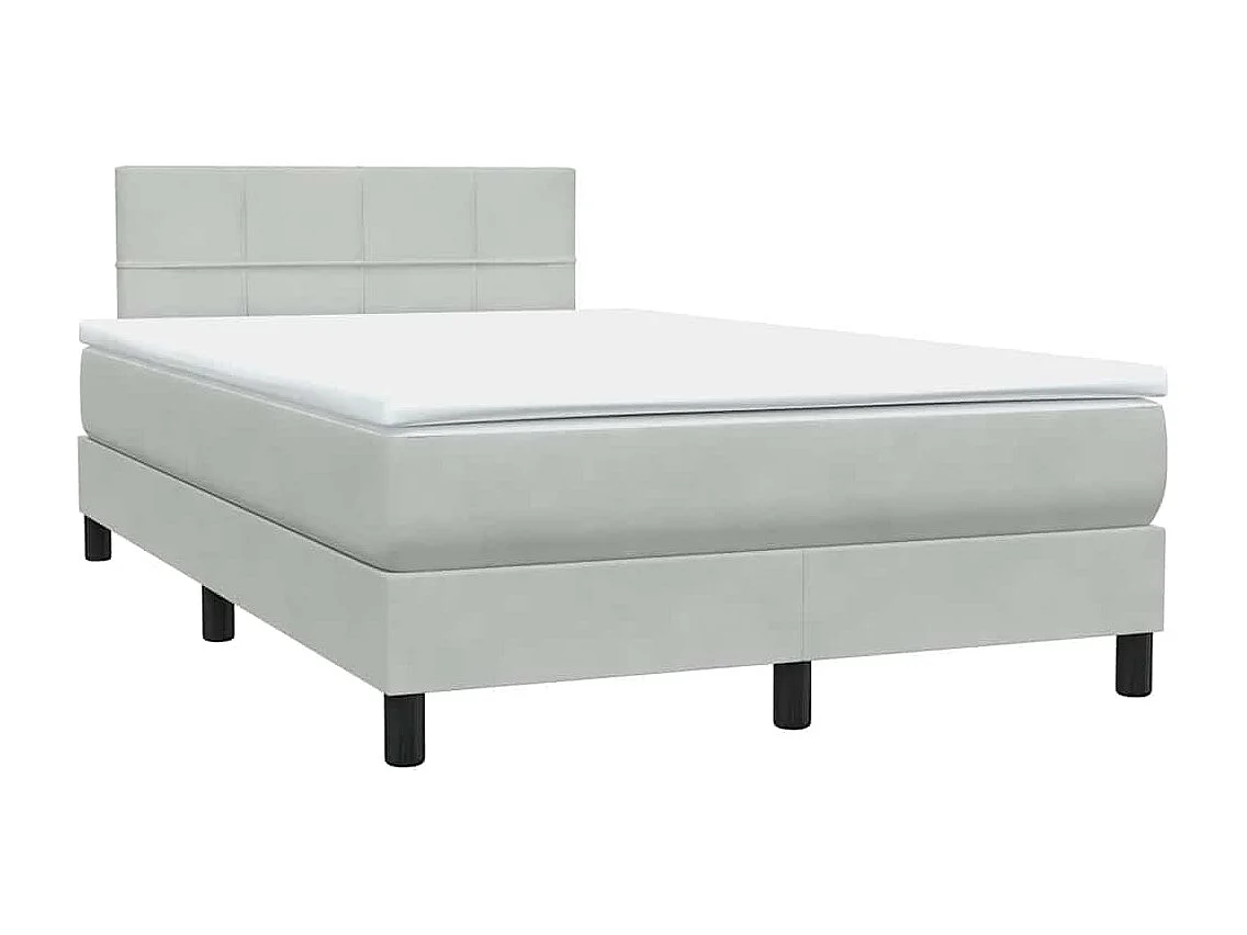 Cama boxspring com colchão 120x210 cm veludo cinzento-claro