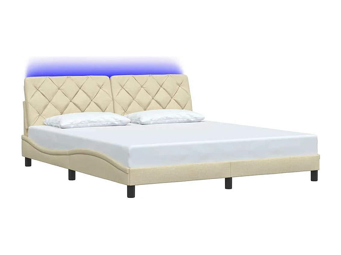 Estrutura de cama com LED sem colchão 180x200 cm tecido creme