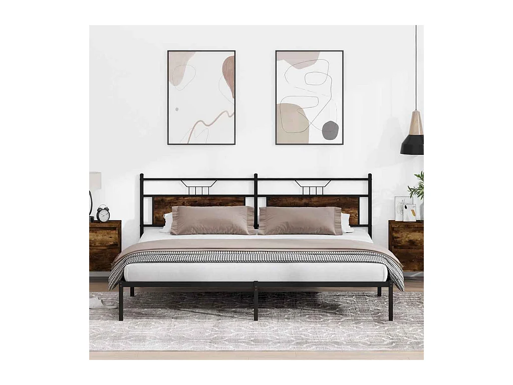 Cadre de lit sans matelas chêne fumé 193x203 cm bois ingénierie