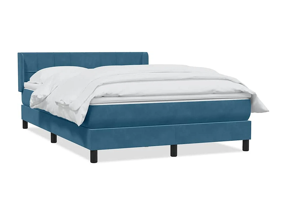 Sommier à lattes de lit et matelas bleu foncé 140x220cm velours