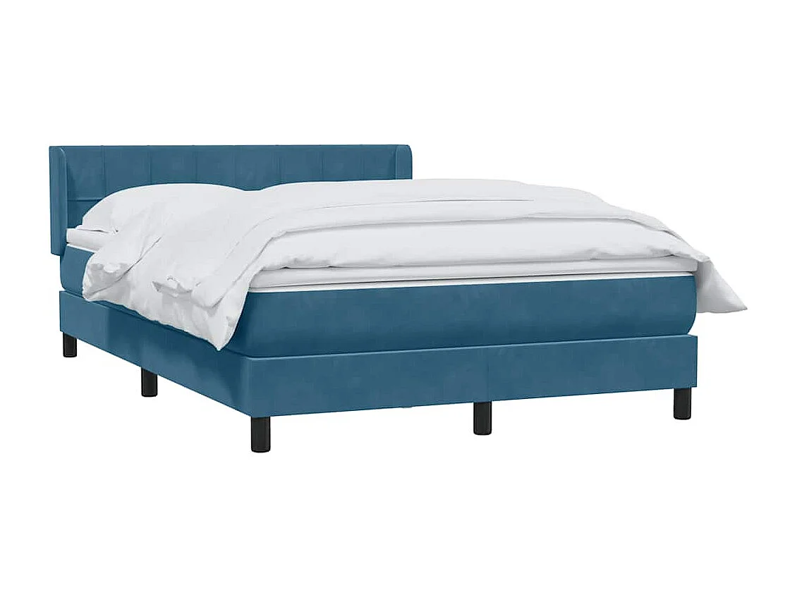 Sommier à lattes de lit et matelas bleu foncé 140x220cm velours