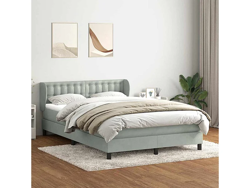 Boxspring met matras fluweel lichtgrijs 160x220 cm