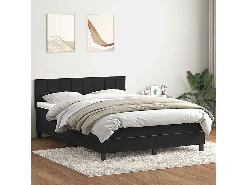 Sommier à lattes de lit avec matelas noir 160x210 cm velours