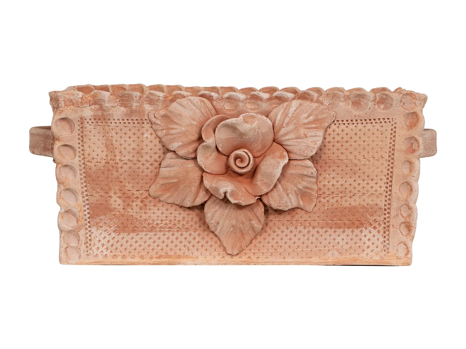 BISCOTTINI Jardinière - Finition Argile Marbrée Toscane - Jardin - Boîte de Rangement - Décorative - Extérieur - Terrasse - Balcon - 42x25x17cm