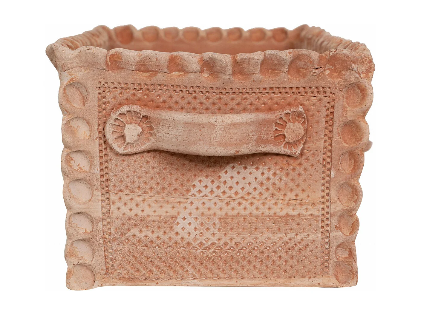 BISCOTTINI Jardinière - Finition Argile Marbrée Toscane - Jardin - Boîte de Rangement - Décorative - Extérieur - Terrasse - Balcon - 42x25x17cm