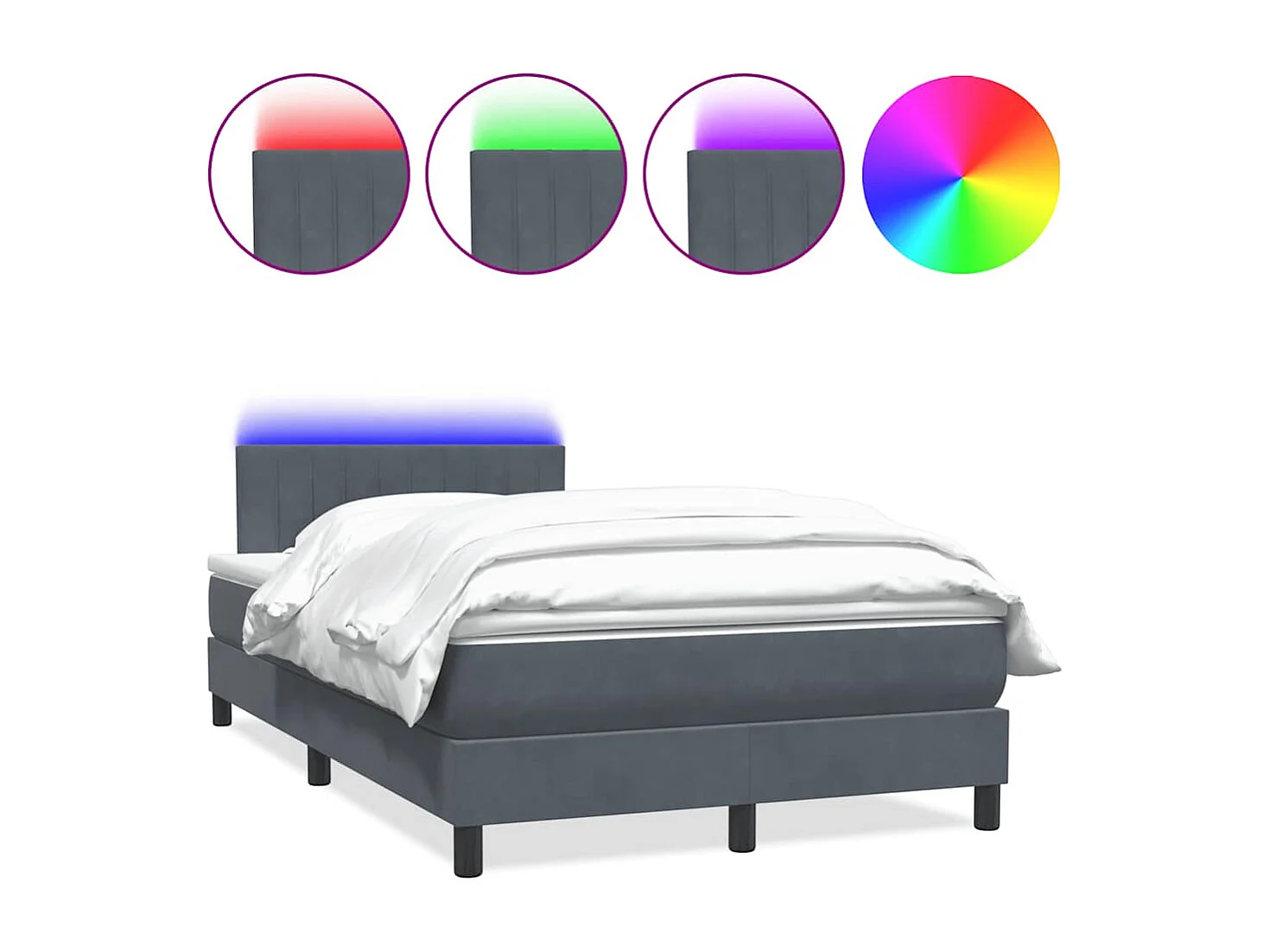 Cama com molas/colchão 120x210 cm veludo cinzento-escuro