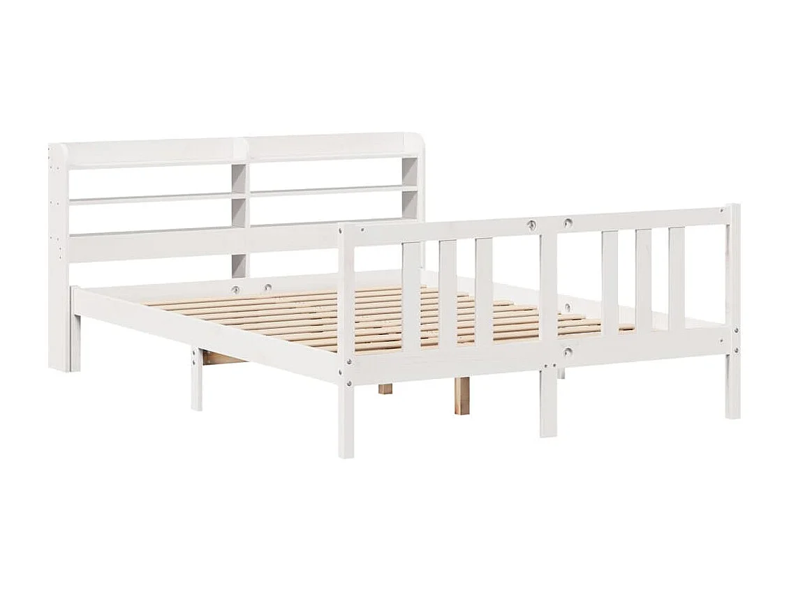 Cadre de lit avec tête de lit sans matelas blanc 140x200 cm