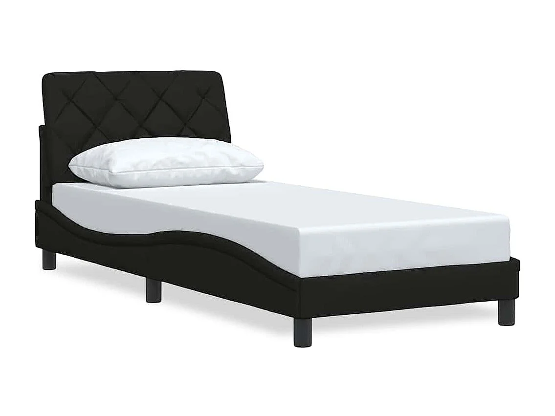 Cadre de lit sans matelas noir 90x190 cm tissu
