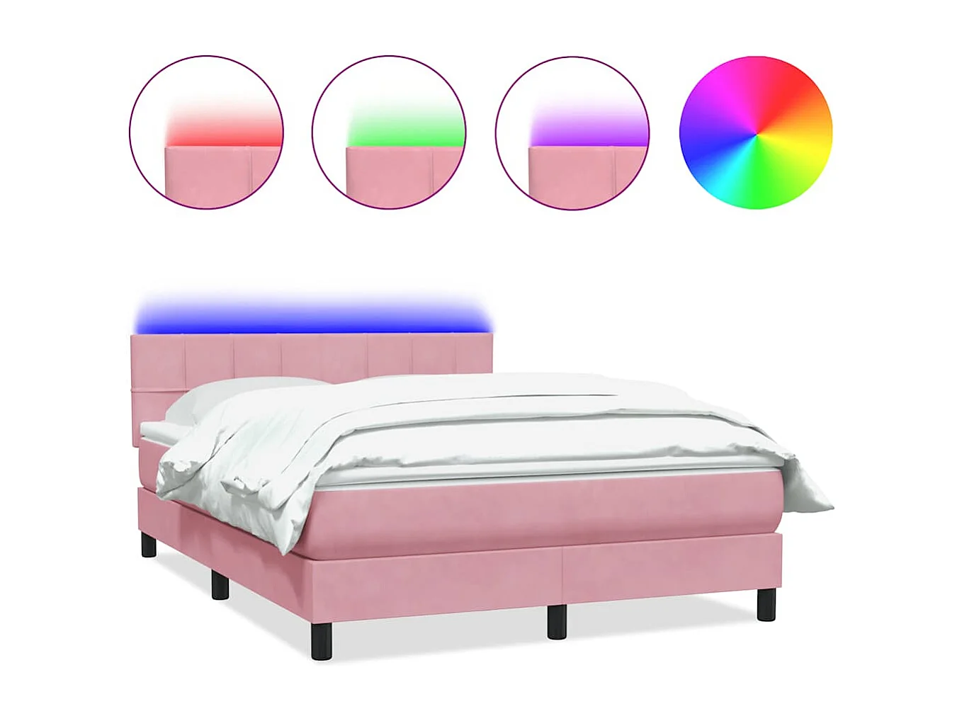 Cama box spring com colchão 160x210 cm veludo rosa