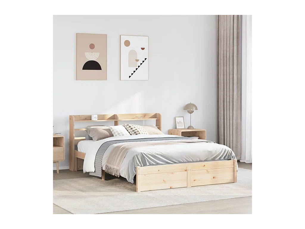 Bedframe met hoofdbord massief grenenhout 160x200 cm