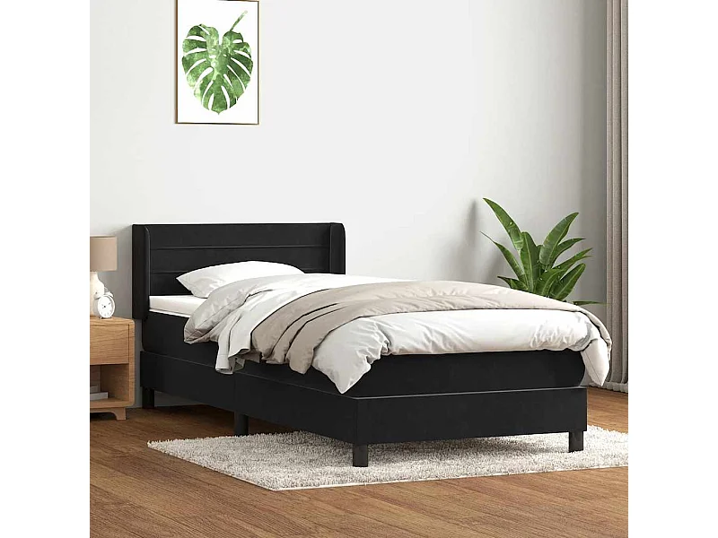 Boxspring met matras fluweel zwart 90x210 cm