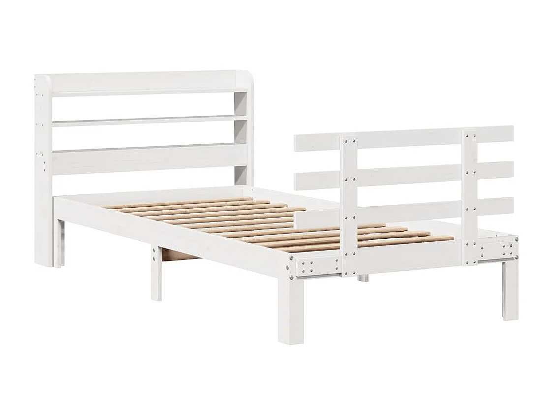 Estructura de cama con cabecero sin colchón blanco 100x200 cm