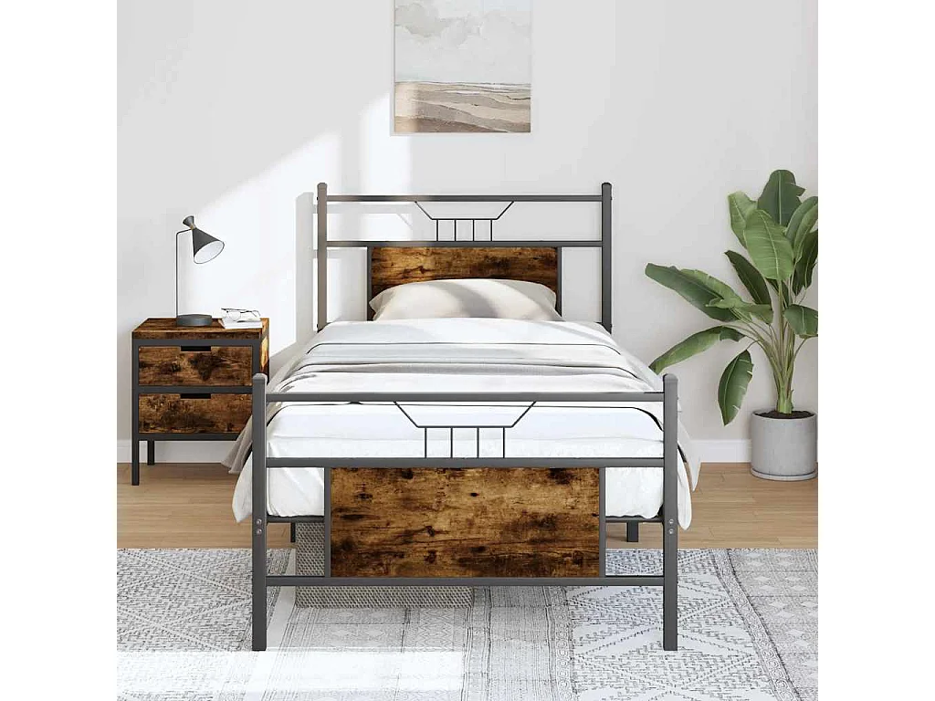 Bedframe zonder matras hout gerookt eikenkleurig 90x200 cm