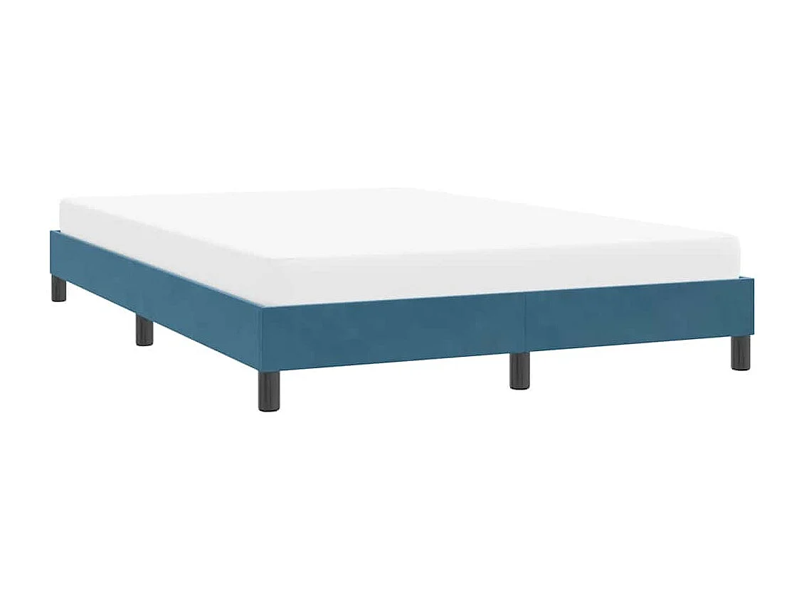 Cadre de lit sans matelas bleu foncé 160x210 cm velours